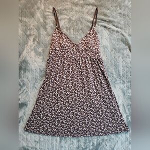 Y2K Old Navy Brown and White Floral baby doll dress